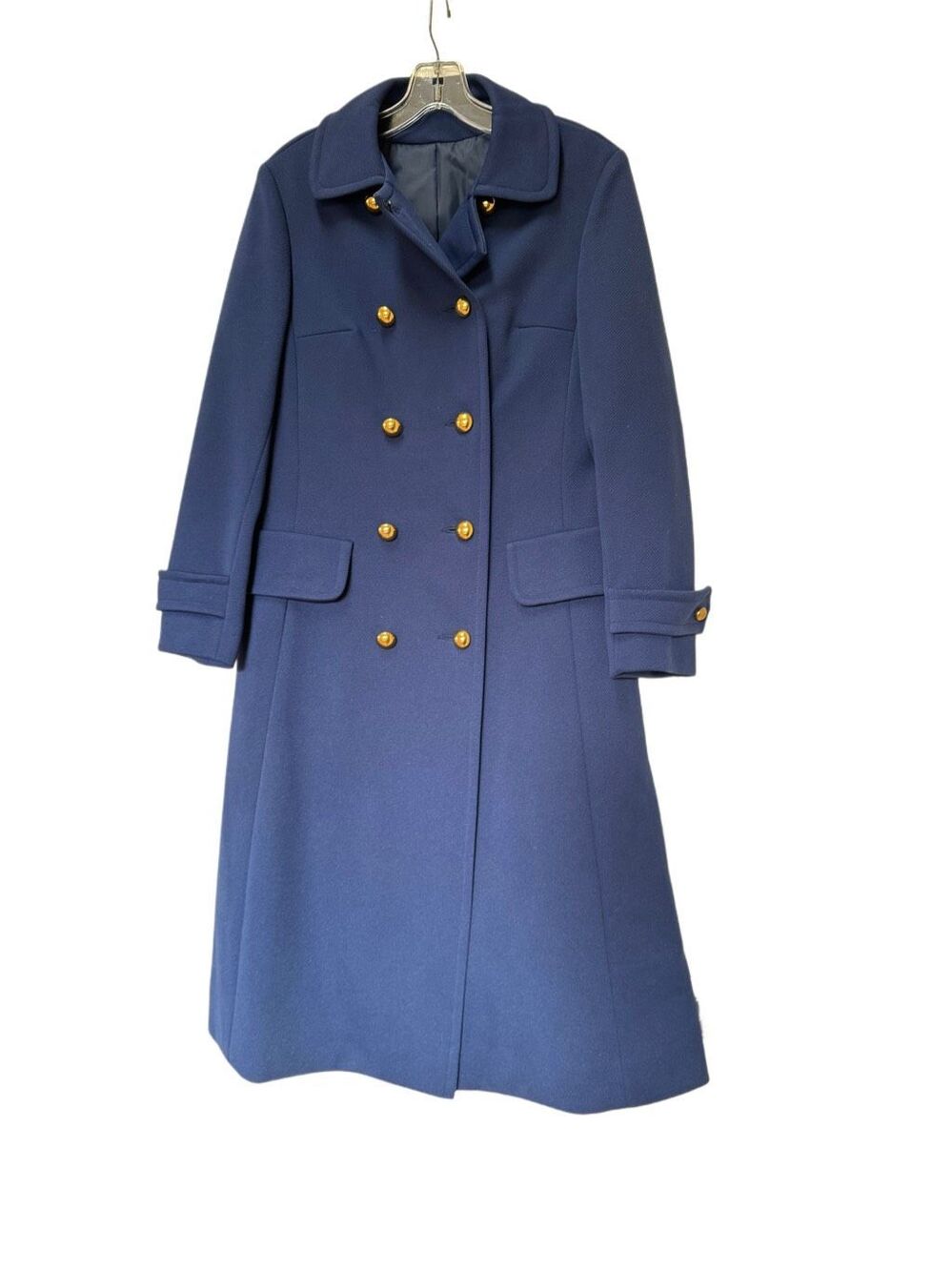 Alligator navy blue Peacoat women’s vintage 70s coat gold buttons M Rain resista